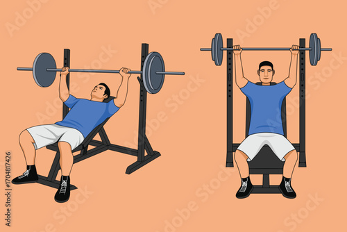Flat Color Gym Barbell Vector Illustration