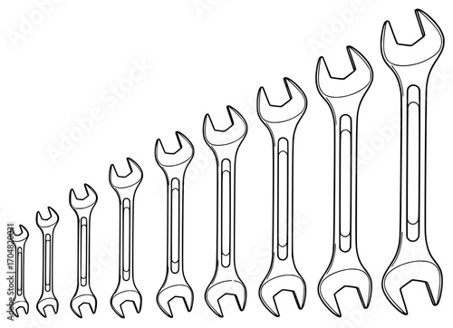 wrench-set-line-art-vector