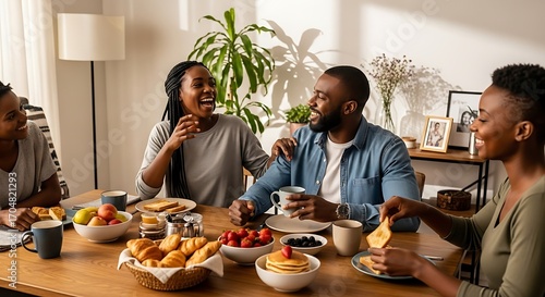 Happy Family Enjoying Breakfast Together.