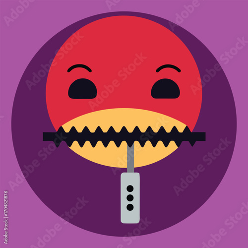 Zip mouth emoji silent emoticon with closed metal symbol vector