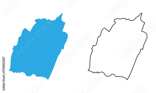 Map of the state of Manipur, India. Map with detailed outlines and blue silhouettes