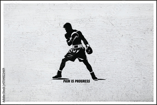 Strength Through Struggle Poster,
Warrior Mindset Illustration,
Boxing Training Motivation Quote,
Fighter’s Journey to Success