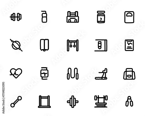 Modern fitness icons for health apps, gym branding, and workout guides