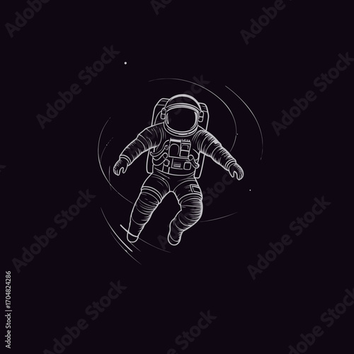Astronaut floating in deep space navigating through stardust and cosmic swirls conveying exploration and the wonders of the universe ideal for science blogs.