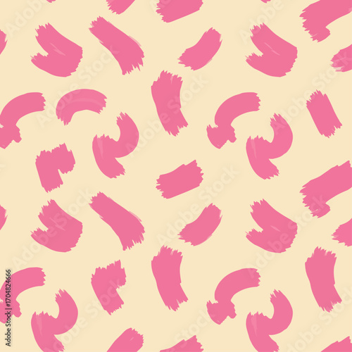 brush strokes pattern an abstract design featuring pink brushstrokes scattered on a light yellow background perfect for textile designs and backgrounds.