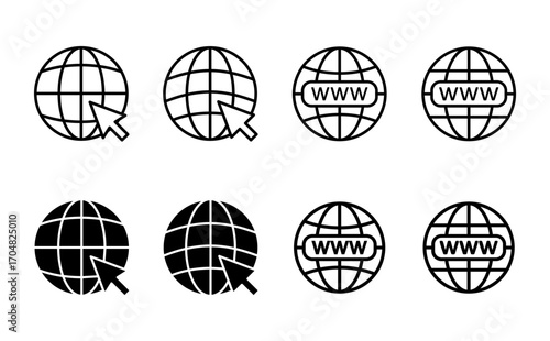 Web icon set. go to web icon. web click icon