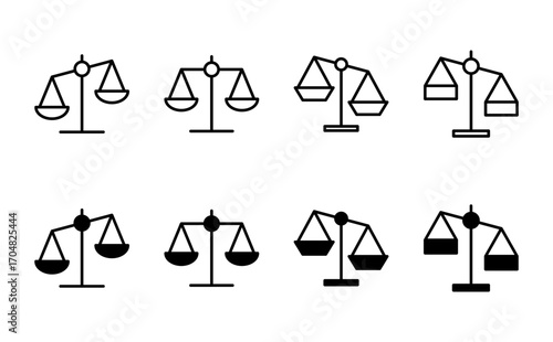 Scales icon set . Law scale icon. Justice sign