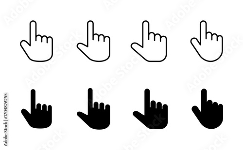 Hand icon set. hand vector icon, palm,click