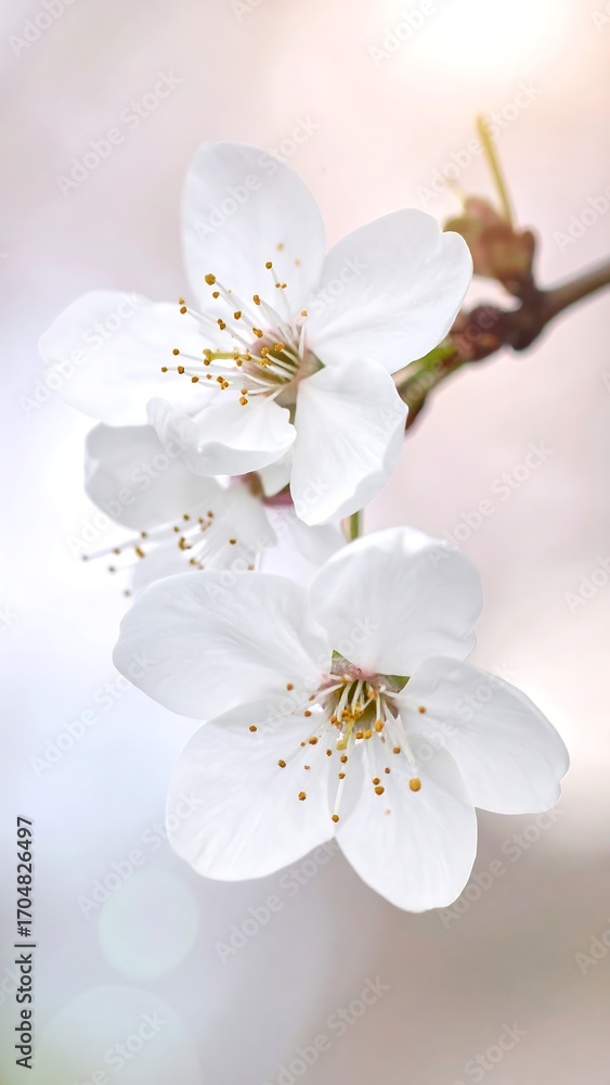 Fototapeta premium Delicate white blossoms in soft focus