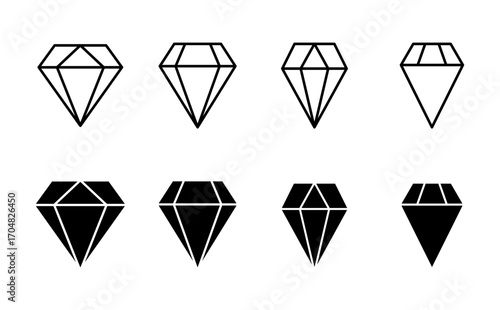 Diamond icon set. diamond gems vector icon.