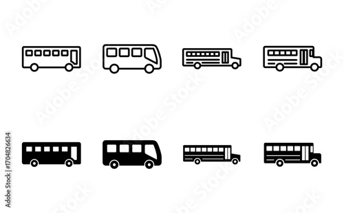 Bus icon set. bus vector icon