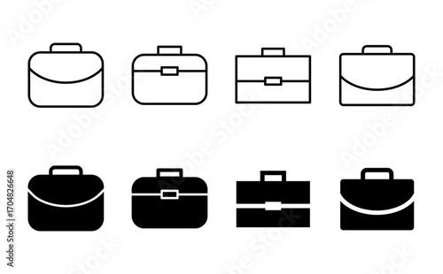 Briefcase icon set. suitcase icon. luggage symbol.