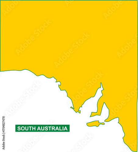 Solid map of South Australia state of Australia with green outline