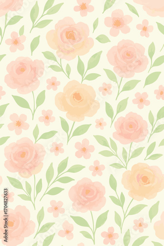 Wallpaper Mural seamless background with roses Torontodigital.ca