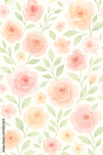 Wallpaper Mural seamless background with roses Torontodigital.ca
