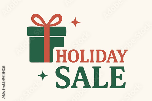 Festive Holiday Sale Gift Box Graphic.