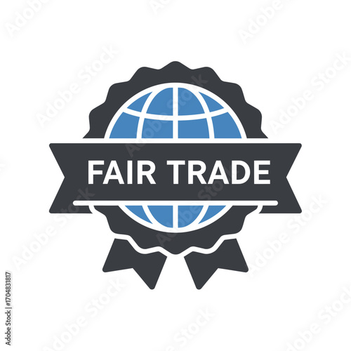 Fair Trade Symbol with Globe and Ribbon Design.