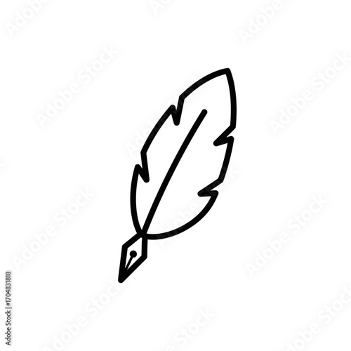 Feather Quill Pen Icon Symbol of Writing Literature and Creativity.