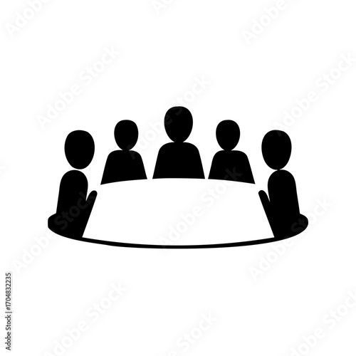 Silhouette of a group meeting around a table ready to discuss project