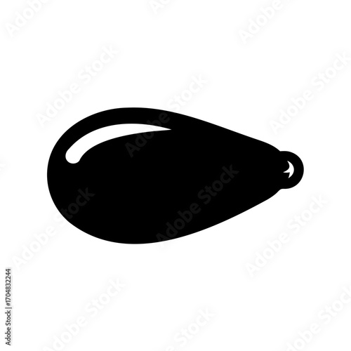 Monochrome illustration of a fishing lure with a looped hook attachment