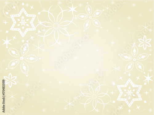 クリスマスフラワー背景　ベージュの星や花のクリスマス壁紙