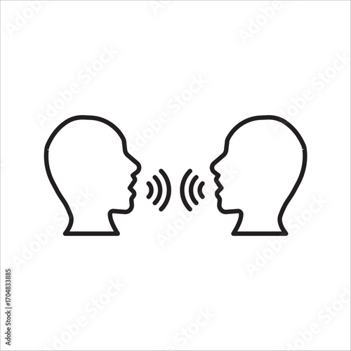 thin line head like voice command. concept of girl or boy singing or speaking and control technology. stroke flat style trendy modern logotype graphic line