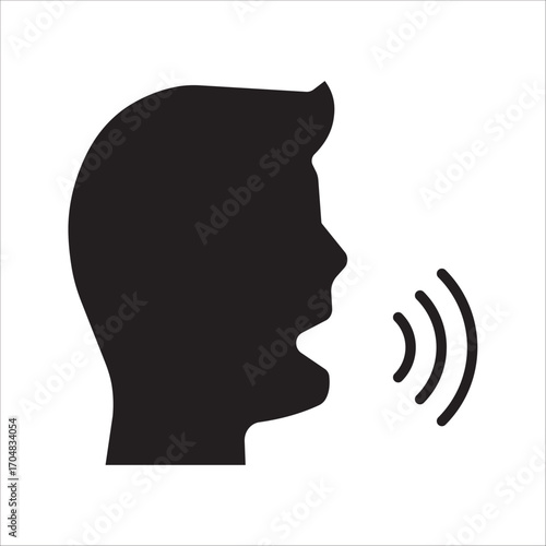 thin line head like voice command. concept of girl or boy singing or speaking and control technology. stroke flat style trendy modern logotype graphic line