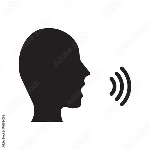 thin line head like voice command. concept of girl or boy singing or speaking and control technology. stroke flat style trendy modern logotype graphic line