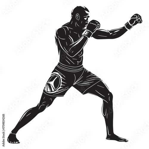 Black mixed martial arts- mma global Silhouette Vector, High Quality Illustration on White Background