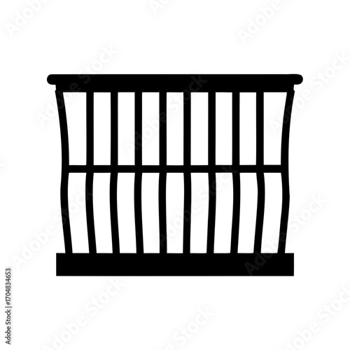 Black and white drawing of a trash can or waste basket symbol
