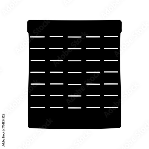 Black silhouette of a closed window blind for design purposes