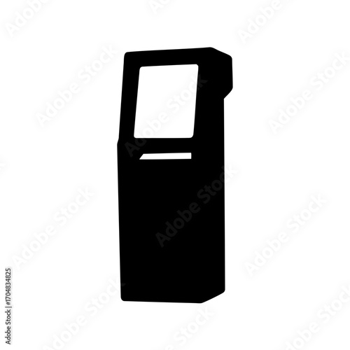 Black silhouette of a selfservice kiosk, isolated on a white background