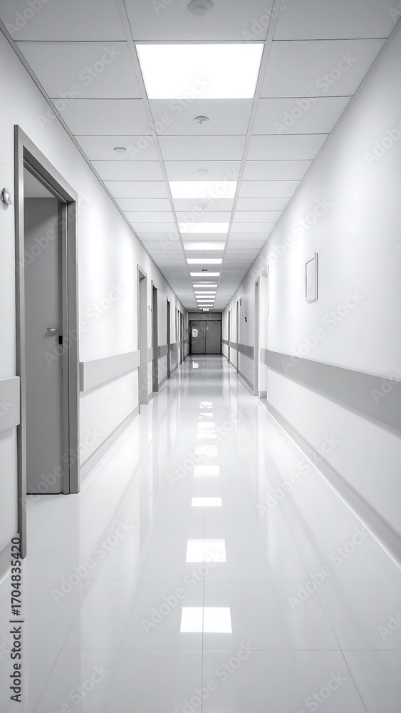 Fototapeta premium Empty hospital corridor, bright and clean