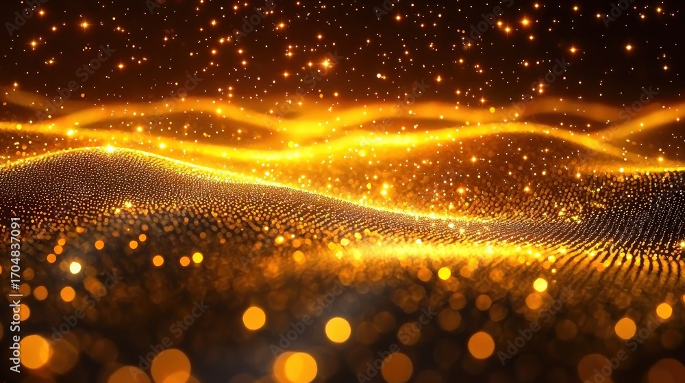 Naklejka premium Gold abstract background with flowing waves