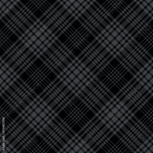 Seamless black color check pattern. Repeating patern plaid. Checkered design for prints. Repeated tartan fabric. Vector scottish fabriс. Ekose texture. Madras flannel. Checker line. Stripe gingham