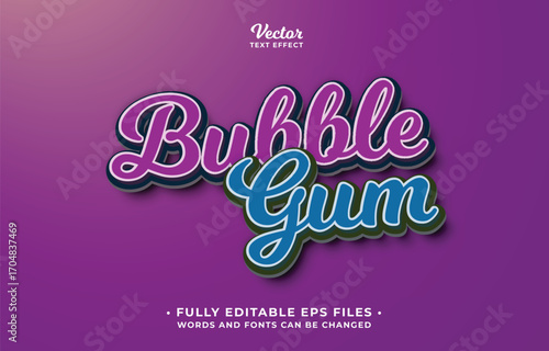 bubble gum text effect editable eps cc file
