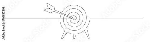 Target with arrow, single line drawing, achievement