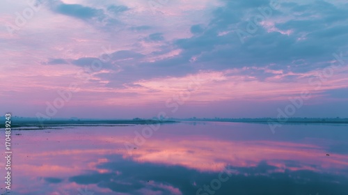 Wallpaper Mural Pastel Sunset Clouds Mirrored in a Placid River Torontodigital.ca