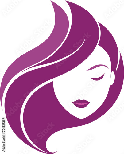 A glamourous woman with a long pink hairstyle, her stylish face is a beautiful sketch illustration