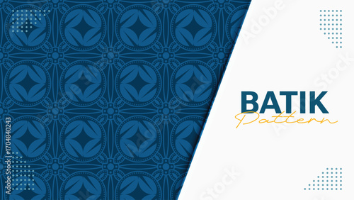 A repeating batik pattern featuring traditional foliage motifs on blue background, suitable for traditional and modern designs.