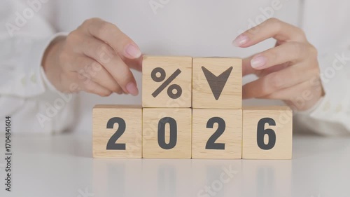 Wallpaper Mural 2025 to 2026 New year with percentage change to UP and Down arrow. Interest rate, GDP, stocks market, financial, deflation and Inflation, mortgage, debt, Loan and Economic Recession Torontodigital.ca