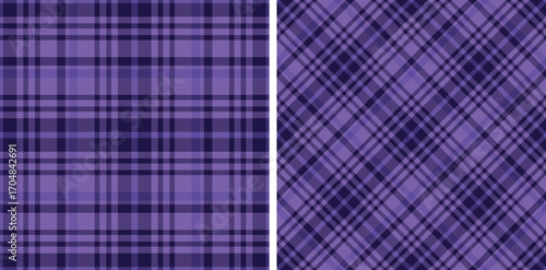 Seamless purple color check pattern. Repeating patern plaid. Checkered design for prints. Repeated tartan fabric. Vector scottish fabriс. Ekose texture. Madras flannel. Checker line. Stripe gingham