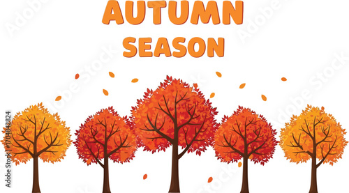 Celebrate the autumn season with colorful trees and falling leaves
