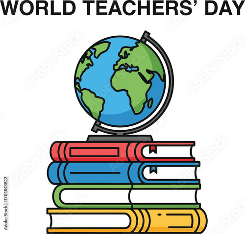 World Teachers' Day with globe and books appreciation for educators 