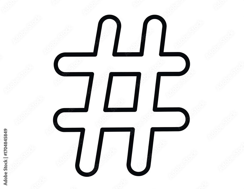 Obraz premium Simple black outline hashtag symbol (1)