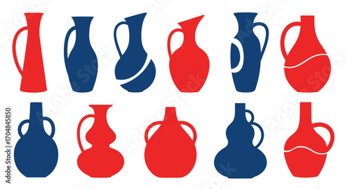 A collection of diverse ceramic pottery vessels in varying shapes and sizes.