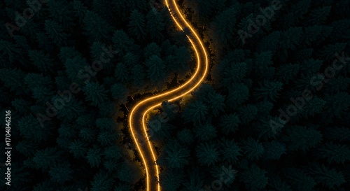 A glowing path of glowing arrows through a forest, symbol of guidance.