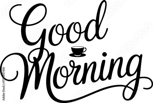 Good Morning Handwritten Calligraphy Typography for Inspirational Quotes and Designs
