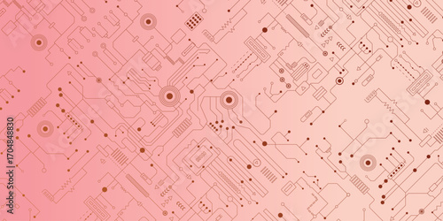 Abstract circuit board technology connected lines. Vector 