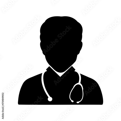 Silhouette of a doctor with a stethoscope, professional healthcare provider